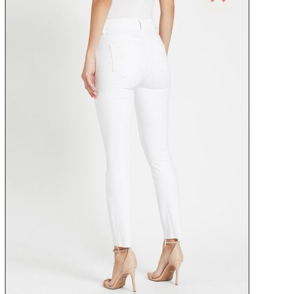 MOTHER High Waisted Looker Ankle Fray Jean in Fairest of Them All White - Picture 4 of 7